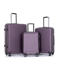 3 Piece Luggage Sets Abs Lightweight Suitcase With Two Hooks, Spinner Wheels, Tsa Lock, 20 24 28 Purple Purple Abs