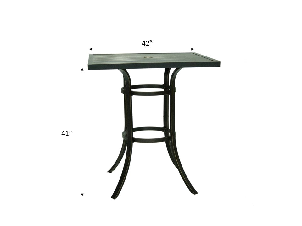 42" Square Bar Table For Indoor And Outdoor Use Antique Bronze Aluminium