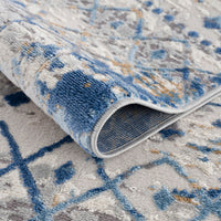 Moroccan Global Woven Area Rug Blue Cream Polyester