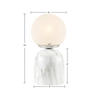 Frosted Glass Globe Resin Table Lamp White Glass