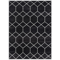 Trellis Geometric Woven Area Rug Black Cream Polyester