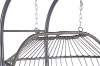2 Person Outdoor Rattan Hanging Chair Patio Wicker Egg Chair Yes Sectional Light Gray Uv Resistant Frame Water Resistant Cushion Garden & Outdoor American Design 2 Person Seating Group Polyester Rattan