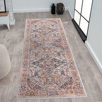 Vintage Medallion Woven Area Rug Orange Multi Polyester