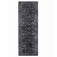 Distressed Vintage Persian Woven Area Rug Black Cream Polyester