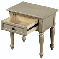 Solid Wood Traditional One Drawer Side Table End Table Nightstand, Stone Gray Stone Gray Solid Wood Mdf