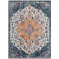 Boho Medallion Woven Area Rug Blue Multi Polyester