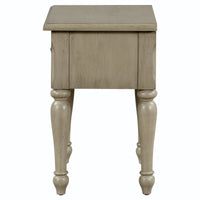 Solid Wood Traditional One Drawer Side Table End Table Nightstand, Stone Gray Stone Gray Solid Wood Mdf