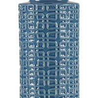 Geometric Ceramic Table Lamp Blue Polyester