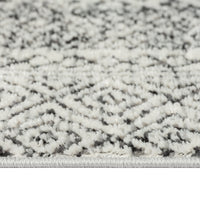 Moroccan Bordered Global Woven Area Rug Grey Cream Polyester