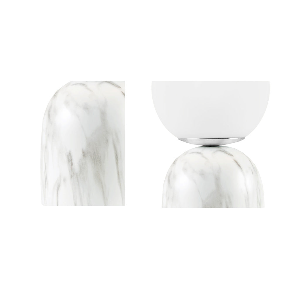 Frosted Glass Globe Resin Table Lamp White Glass