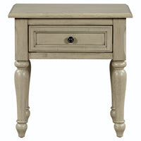 Solid Wood Traditional One Drawer Side Table End Table Nightstand, Stone Gray Stone Gray Solid Wood Mdf