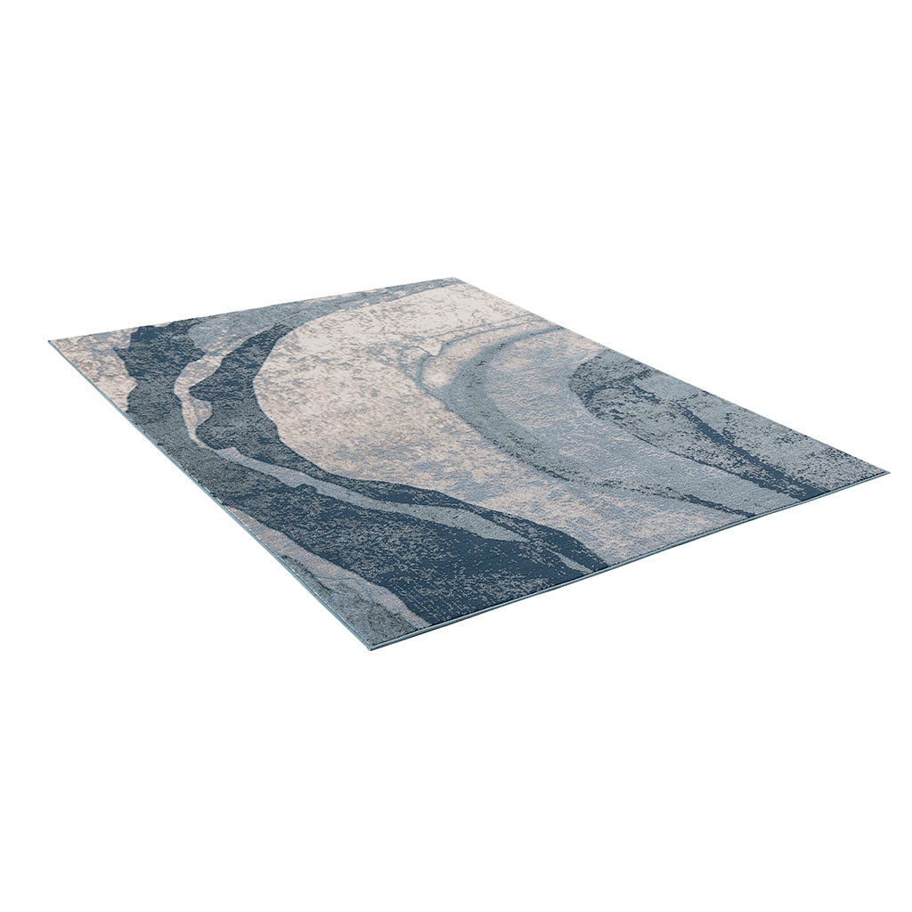 Abstract Wave Area Rug Blue Polyester