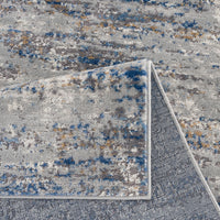 Abstract Area Rug Blue Cream Polyester