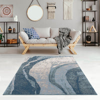 Abstract Wave Area Rug Blue Polyester