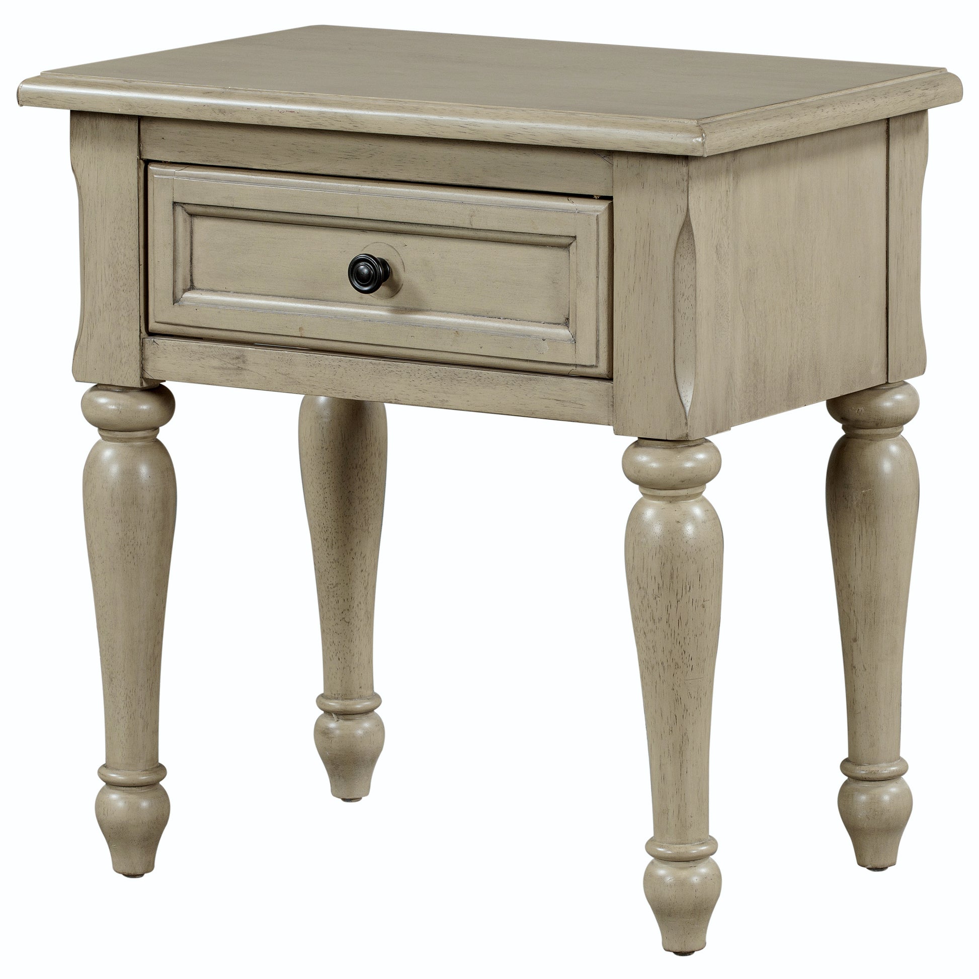 Solid Wood Traditional One Drawer Side Table End Table Nightstand, Stone Gray Stone Gray Solid Wood Mdf