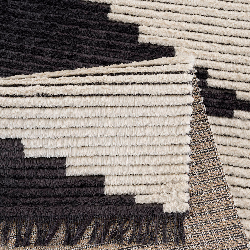 Black & Ivory Modern Area Rug Black Ivory Polyester