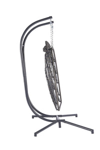 2 Person Outdoor Rattan Hanging Chair Patio Wicker Egg Chair Yes Sectional Dark Gray Uv Resistant Frame Water Resistant Cushion Garden & Outdoor American Design,American Traditional 2 Person Seating Group Polyester Rattan