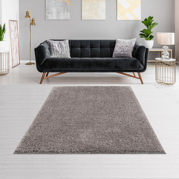 Super Soft Polyester Shag Area Rug Grey Polyester