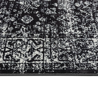 Distressed Vintage Persian Woven Area Rug Black Cream Polyester