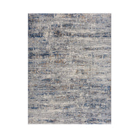 Abstract Area Rug Blue Cream Polyester