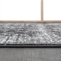 Distressed Vintage Persian Woven Area Rug Black Cream Polyester