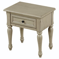 Solid Wood Traditional One Drawer Side Table End Table Nightstand, Stone Gray Stone Gray Solid Wood Mdf