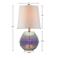 Ranier Iridescent Glass Table Lamp White Cotton