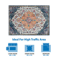 Boho Medallion Woven Area Rug Blue Multi Polyester