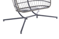 2 Person Outdoor Rattan Hanging Chair Patio Wicker Egg Chair Yes Sectional Dark Blue Uv Resistant Frame Water Resistant Cushion Garden & Outdoor American Design,American Traditional,Classic 2 Person Seating Group Polyester Rattan