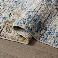 Abstract Area Rug Cream Blue Polyester