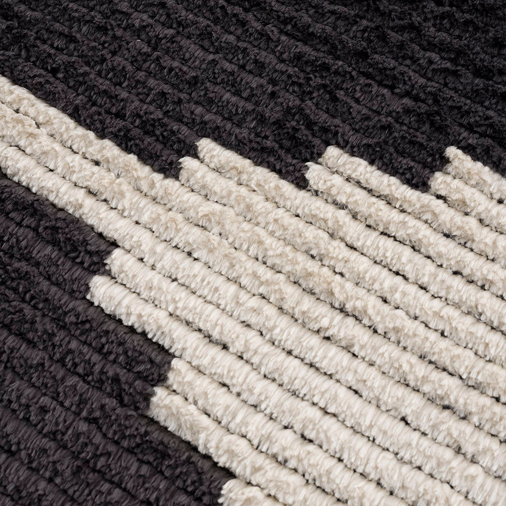 Black & Ivory Modern Area Rug Black Ivory Polyester