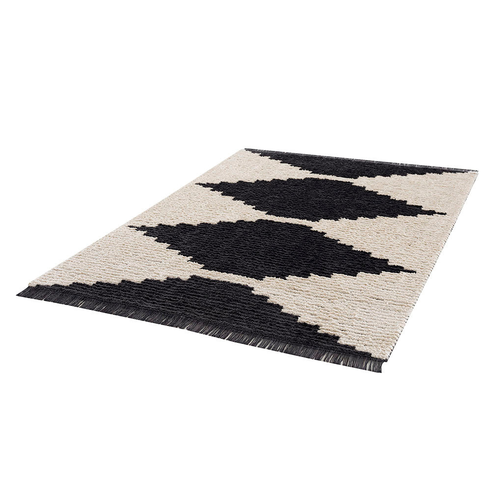 Black & Ivory Modern Area Rug Black Ivory Polyester