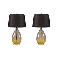 Cortina Ombre Glass Table Lamp, Set Of 2 Gold Cotton