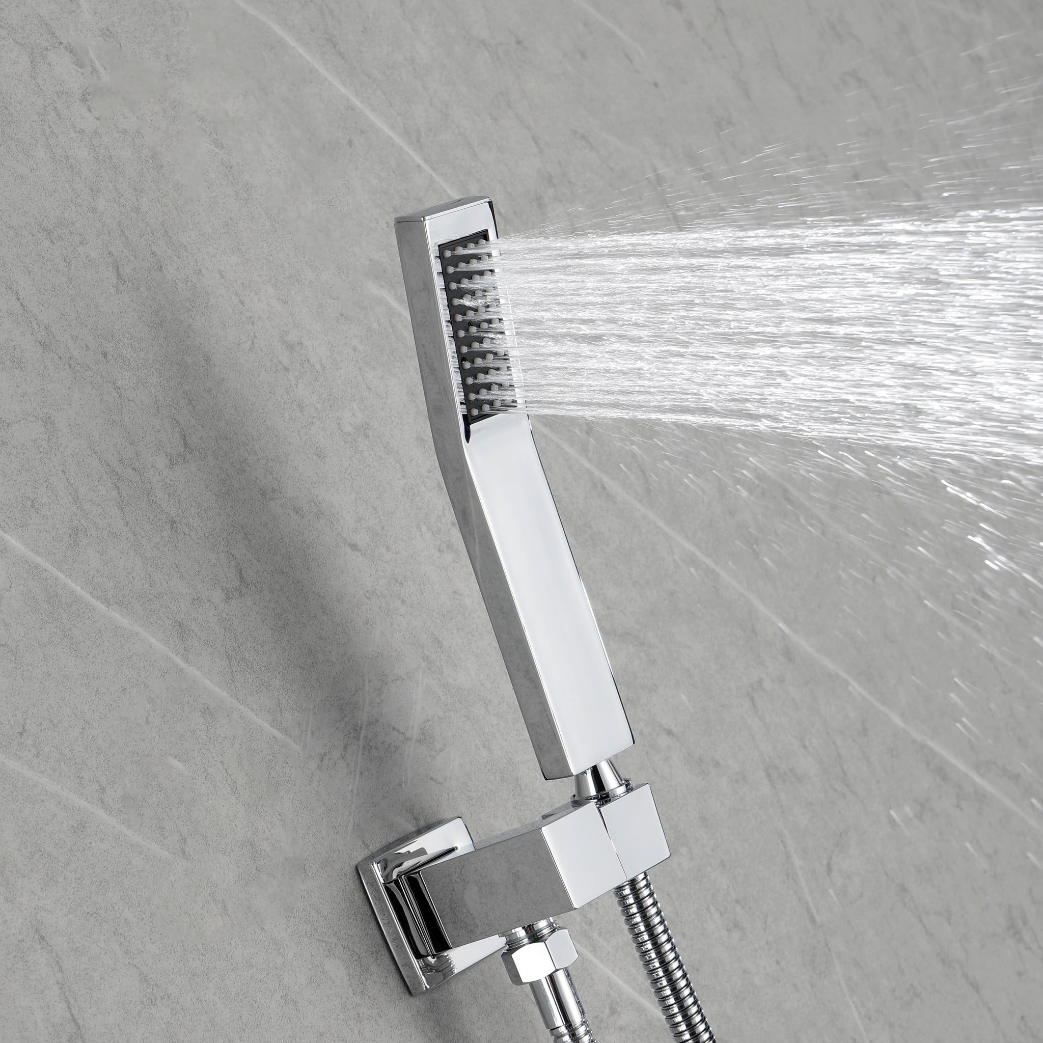 Ceiling Mounted Shower System Combo Set With Handheld And 12"Shower Head Chrome Brass