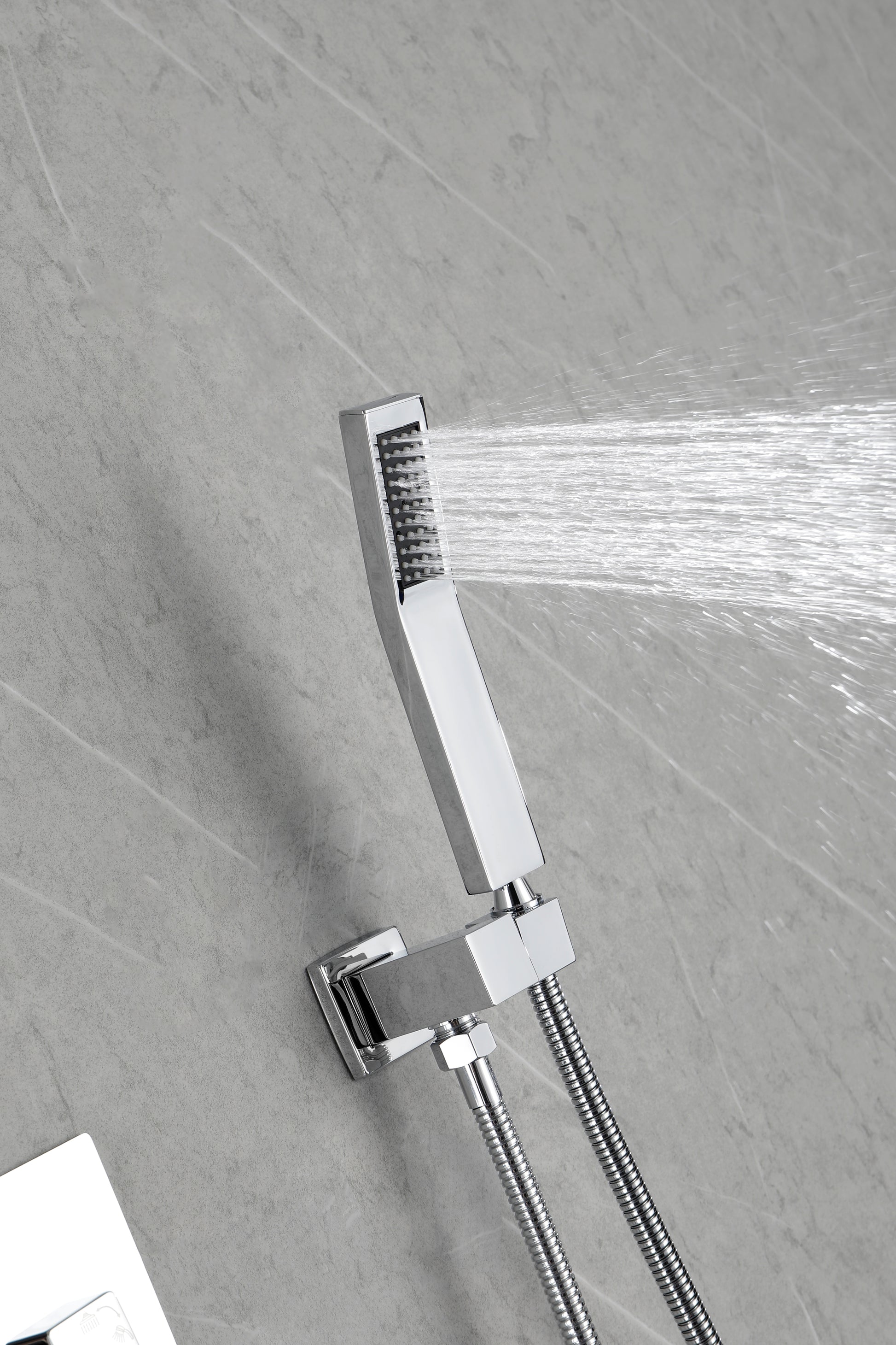 Ceiling Mounted Shower System Combo Set With Handheld And 12"Shower Head Chrome Brass