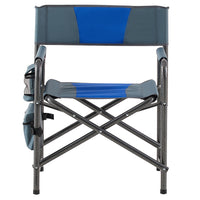 1 Piece Padded Folding Outdoor Chair With Storage Pockets,Lightweight Oversized Directors Chair For Indoor, Outdoor Camping, Picnics And Fishing,Blue Grey Blue Grey Steel