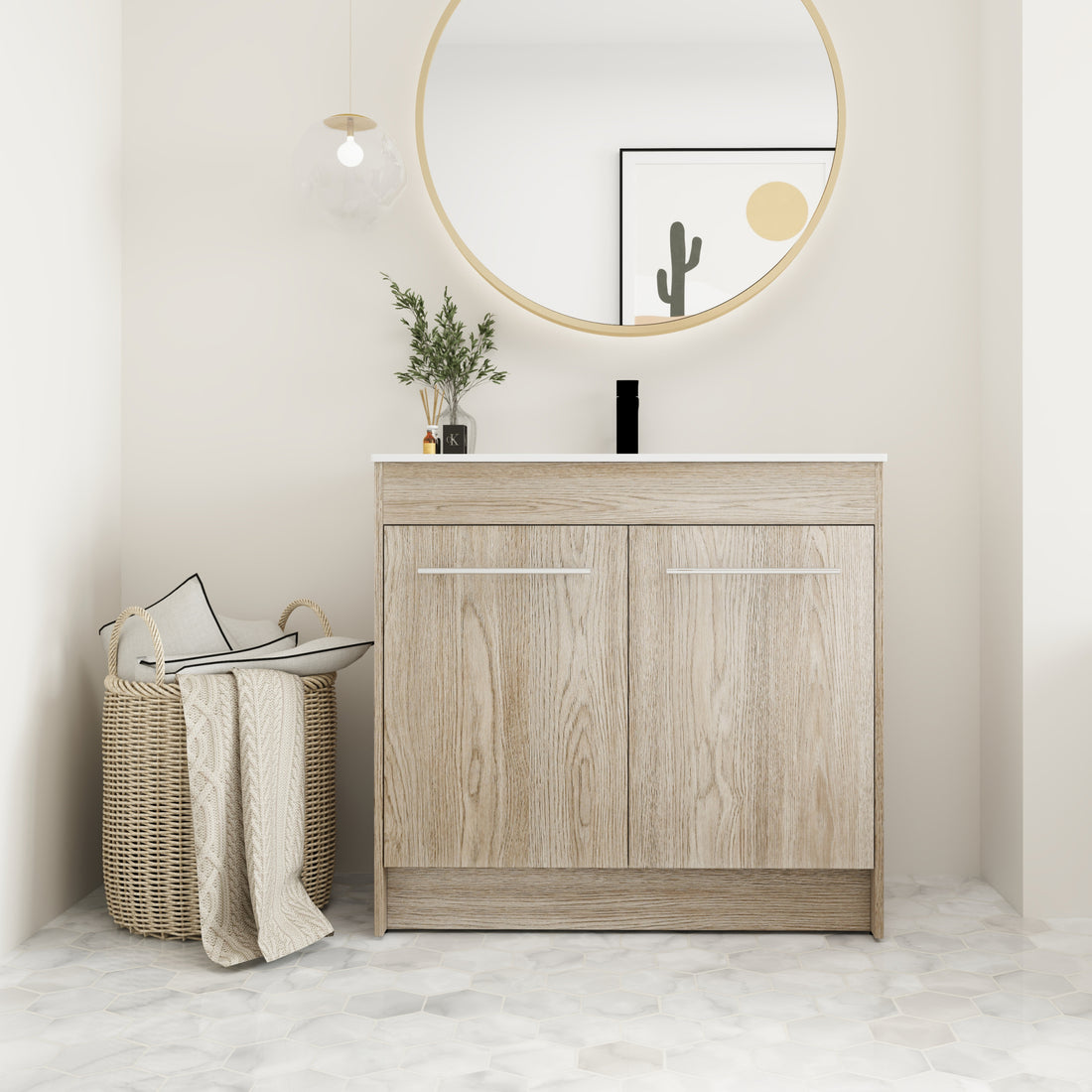 36 Inch Freestanding Bathroom Vanity Kd Packing Bvc04836Weo White Oak 2 Bathroom Freestanding Modern Plywood