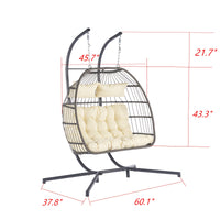 2 Person Outdoor Rattan Hanging Chair Patio Wicker Egg Chair Yes Sectional Beige Uv Resistant Frame Water Resistant Cushion Garden & Outdoor American Design,Classic 2 Person Seating Group Polyester Rattan