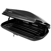 Hard Shell Roof Cargo Carrier With Security Keys, Roof Box, Cargo Box, 62 L X 31 W X 15 H Inches, 14 Cubic Feet Tool Free Install , Black Black Abs Pc