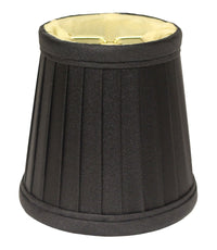 Slant Side Pleat Chandelier Lampshade With Flame Clip, Black Gold Set Of 6 Golden Black Silk