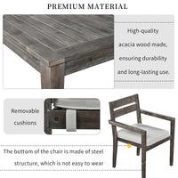 Acacia Wood Outdoor Dining Table And Chairs Suitable For Patio, Balcony Or Backyard Grey Acacia Wood
