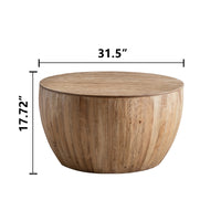 31.50"Vintage Style Bucket Shaped Coffee Table For Office, Dining Room And Living Room Same Sku:W757P170149 Natural Solid Wood Mdf