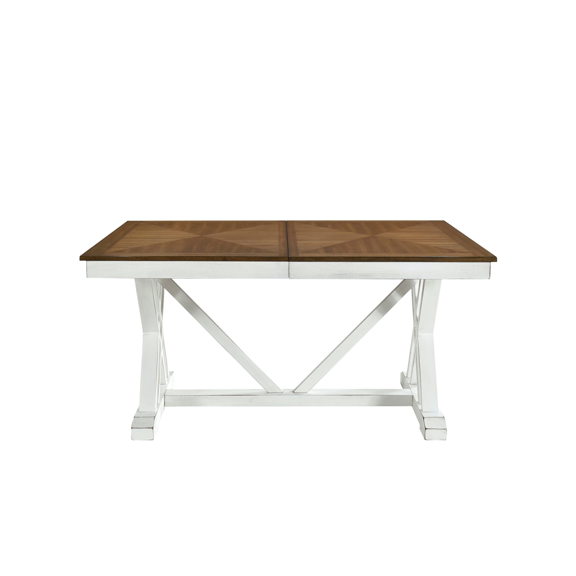 Modern Style White And Oak Finish 7Pc Dining Set Table W Extension Leaf 6X Side Chairs Upholstered Seat Charming Traditional Dining Room Furniture Wood Wood Multicolor Seats 6 Wood Dining Room Extendable Modern Rectangular Dining Table With Chair Wood