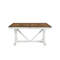 Modern Style White And Oak Finish 7Pc Dining Set Table W Extension Leaf 6X Side Chairs Upholstered Seat Charming Traditional Dining Room Furniture Wood Wood Multicolor Seats 6 Wood Dining Room Extendable Modern Rectangular Dining Table With Chair Wood