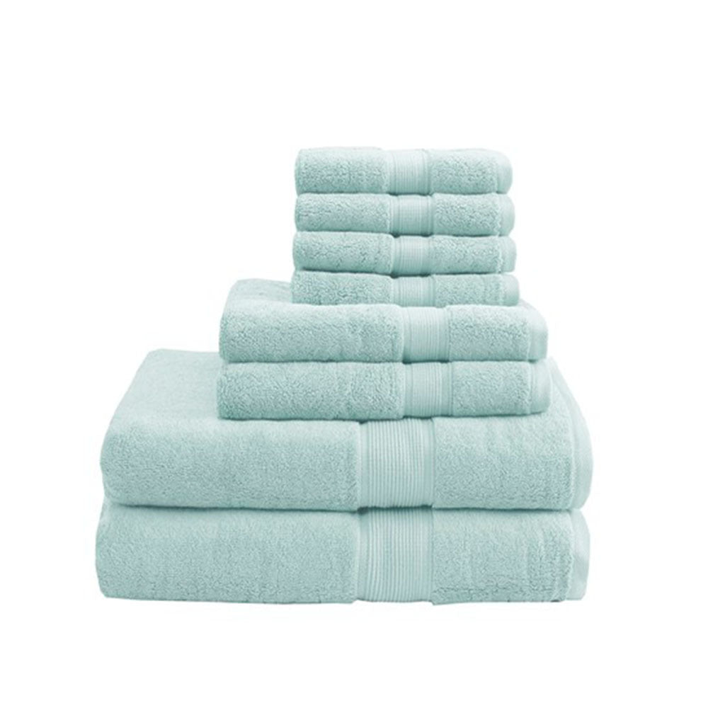 100% Cotton 8 Piece Antimicrobial Towel Set Seafoam Cotton