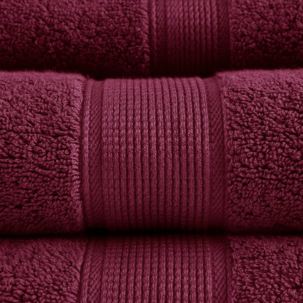 100% Cotton 8 Piece Antimicrobial Towel Set Burgundy Cotton