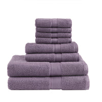 100% Cotton 8 Piece Antimicrobial Towel Set Light Purple Cotton