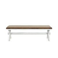 Modern Style White And Oak Finish 1Pc Bench Fabric Upholstered Seat Charming Traditional Dining Wooden Furniture White Dining Room Modern Wood