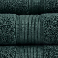 100% Cotton 8 Piece Antimicrobial Towel Set Dark Green Cotton