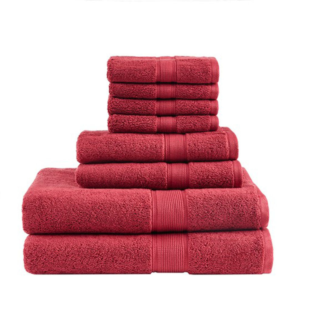 100% Cotton 8 Piece Antimicrobial Towel Set Red Cotton